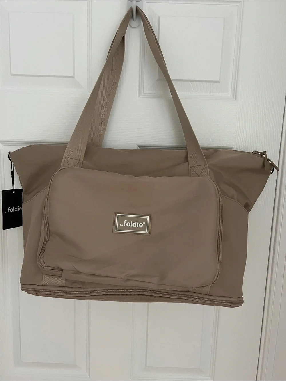 The Foldie | Taupe Foldable Travel Bag Expandable Tote NWT Sz 40L Packing Space